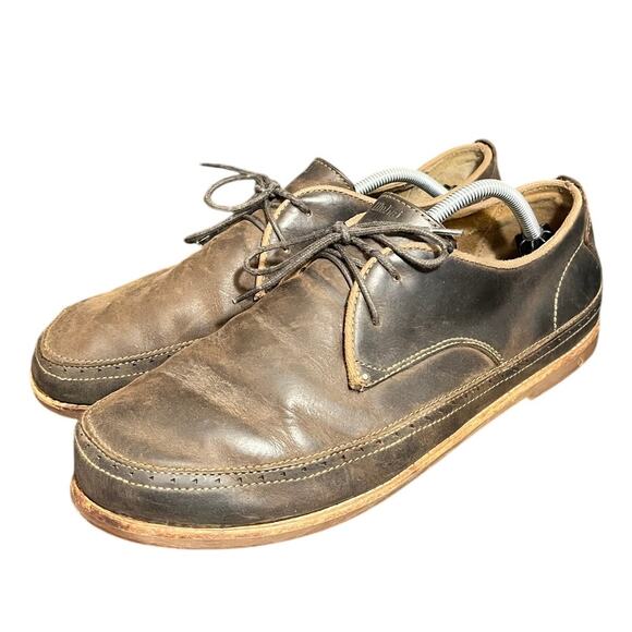 OluKai Honolulu Lace Up Men's Brown Leather Oxford Loafers Casual Shoes Size 12 - Picture 1 of 8